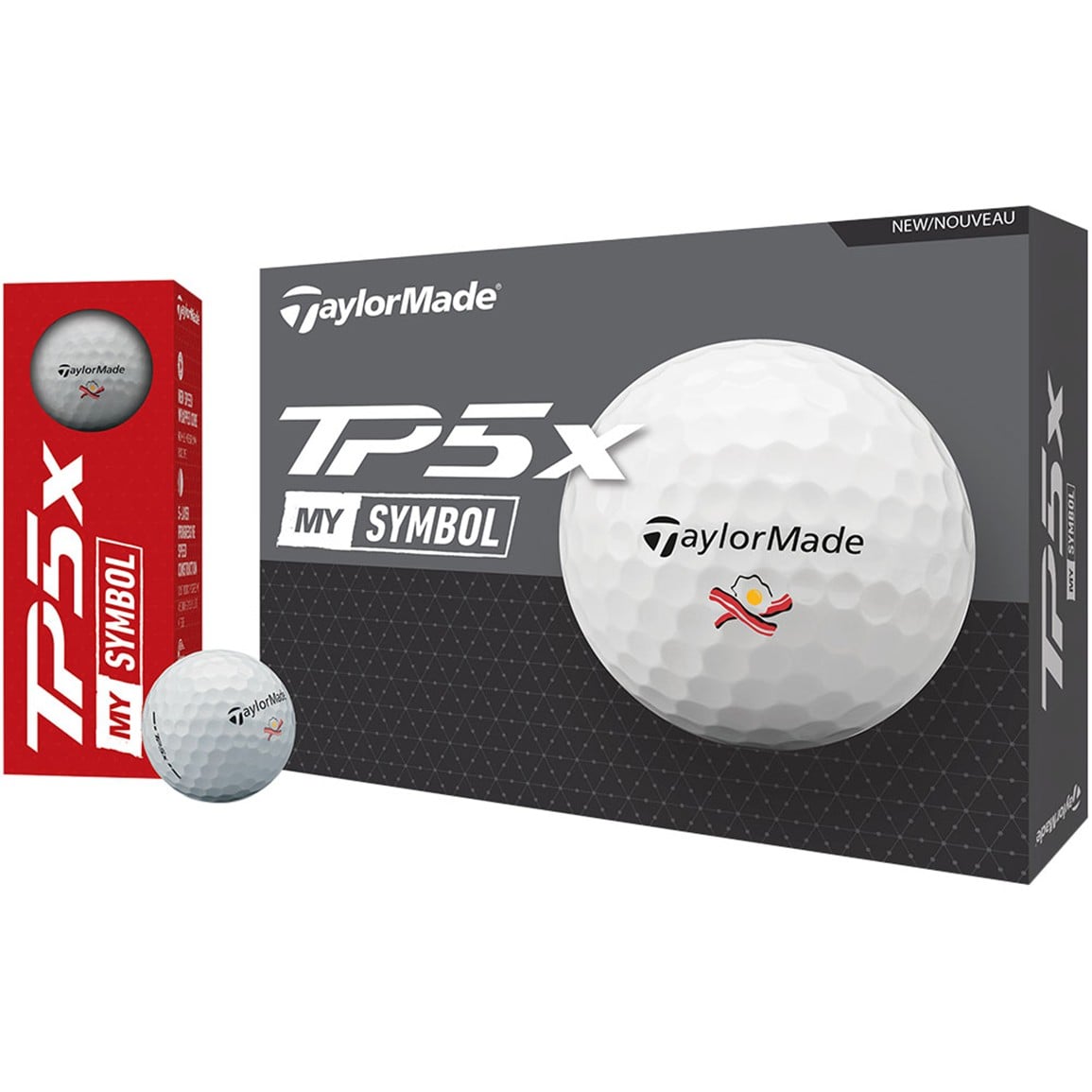 TaylorMade 2024 TP5x My Symbol Bacon & Egg Print Golf Ball