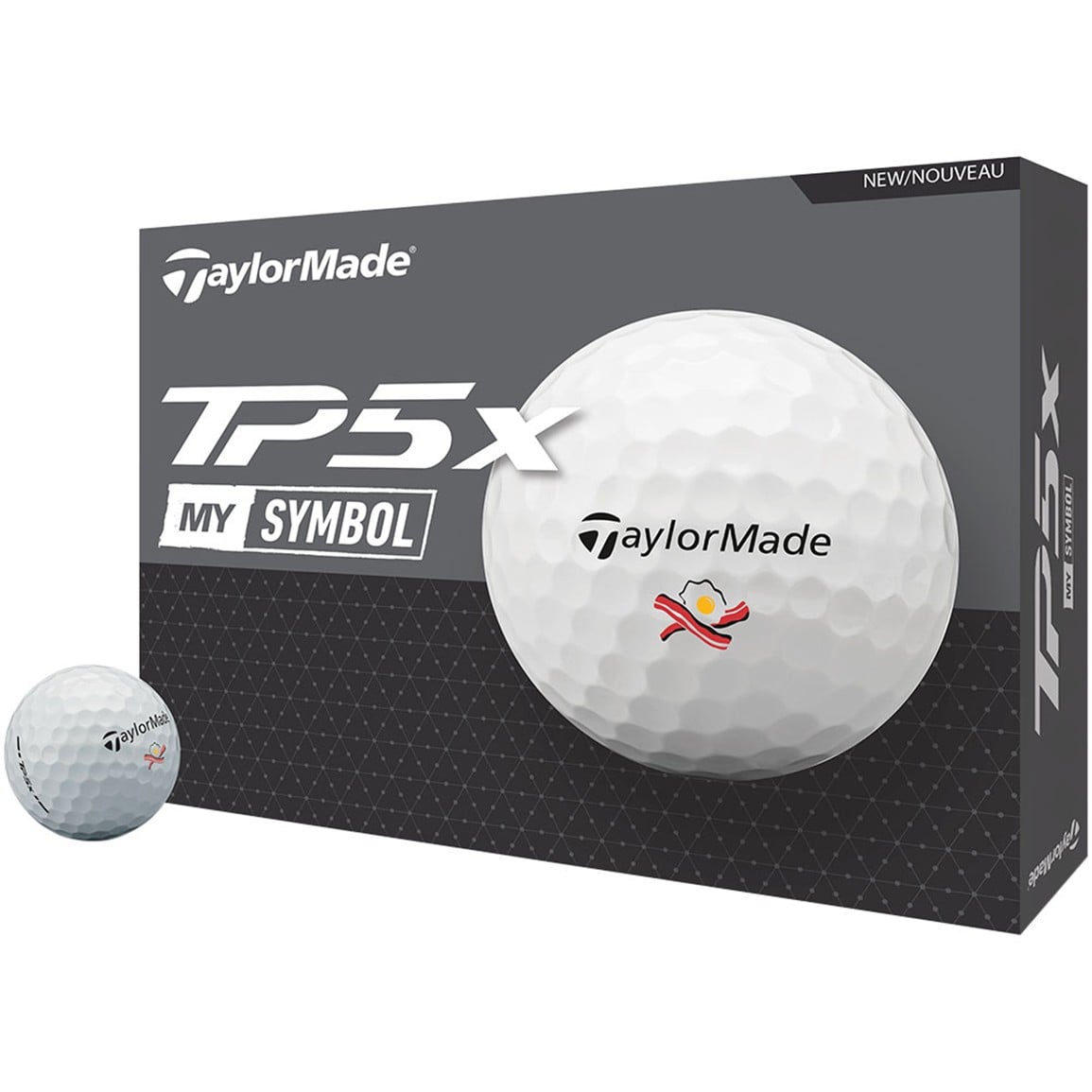 TaylorMade 2024 TP5x My Symbol Bacon & Egg Print Golf Ball