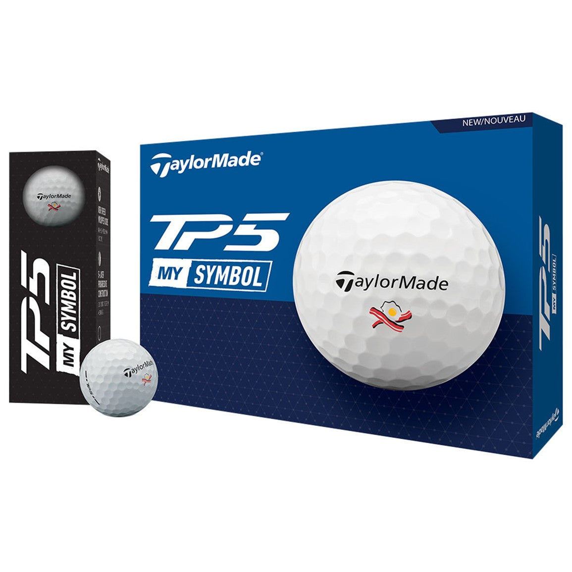 TaylorMade 2024 TP5 My Symbol Bacon & Egg Print Golf Ball
