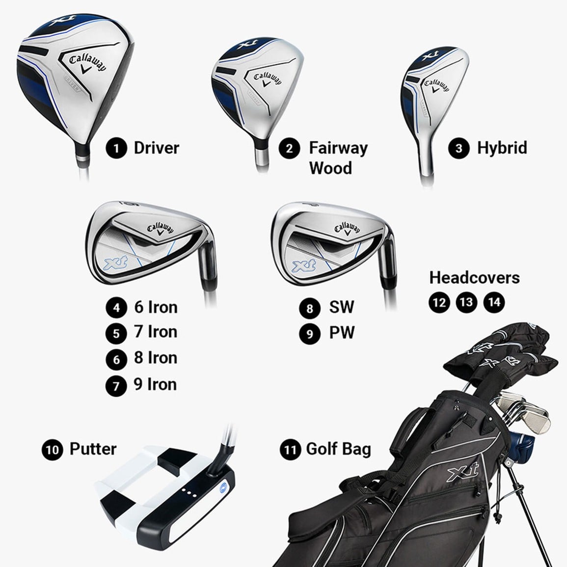Callaway Junior XT 11-Piece Golf Set w/Stand Bag
