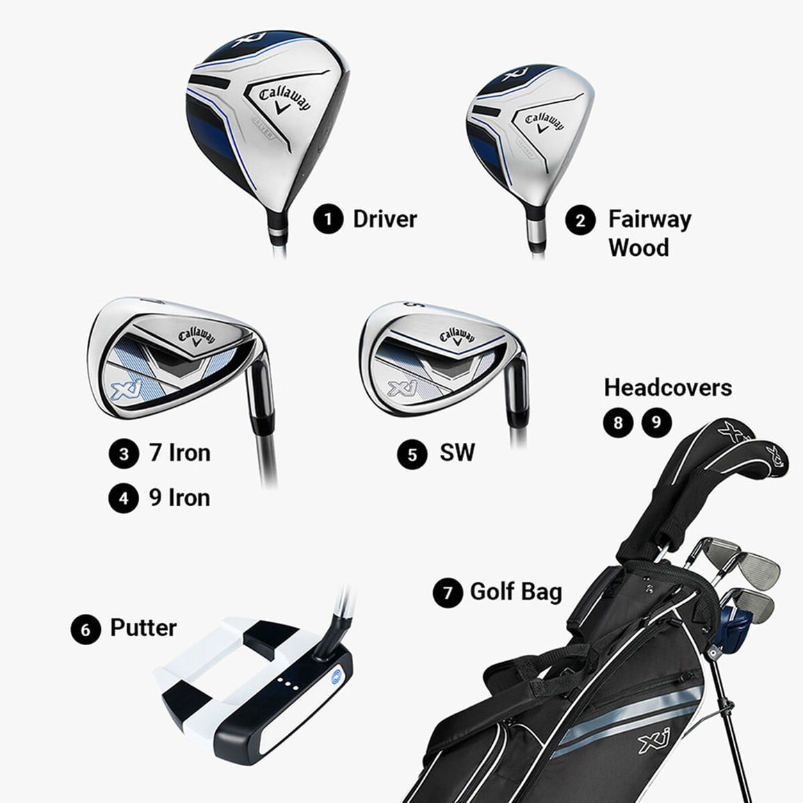 Callaway Junior XJ-2 7-Piece Golf Set w/Stand Bag