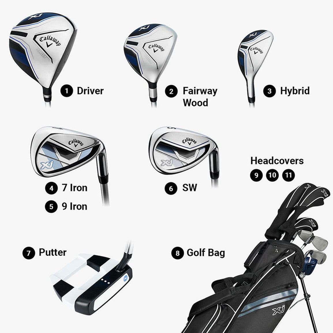 Callaway Junior XJ-3 8-Piece Golf Set w/Stand Bag