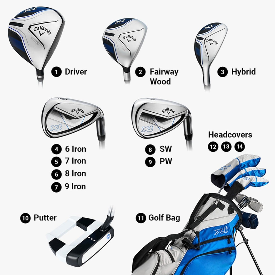 Callaway Junior XT 11-Piece Golf Set w/Stand Bag