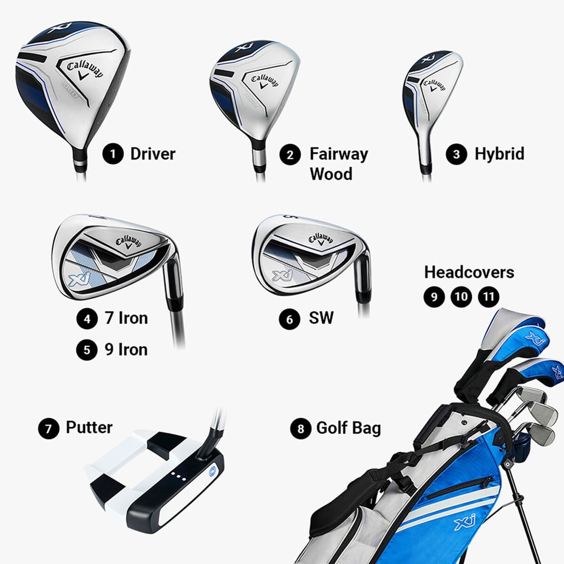 Callaway Junior XJ-3 8-Piece Golf Set w/Stand Bag