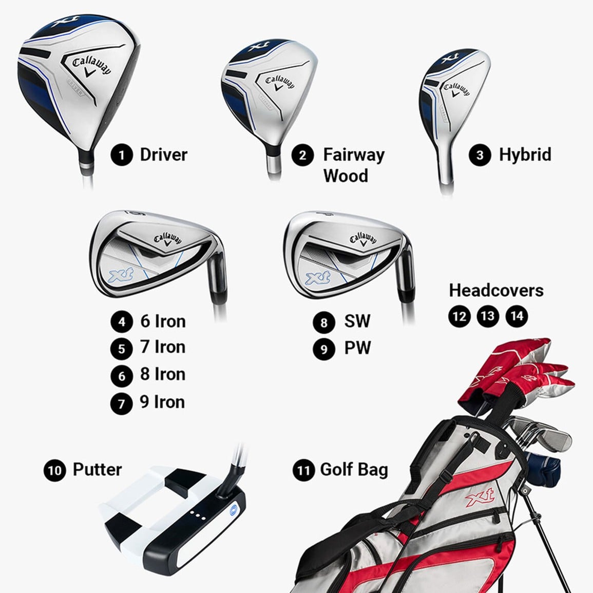 Callaway Junior XT 11-Piece Golf Set w/Stand Bag