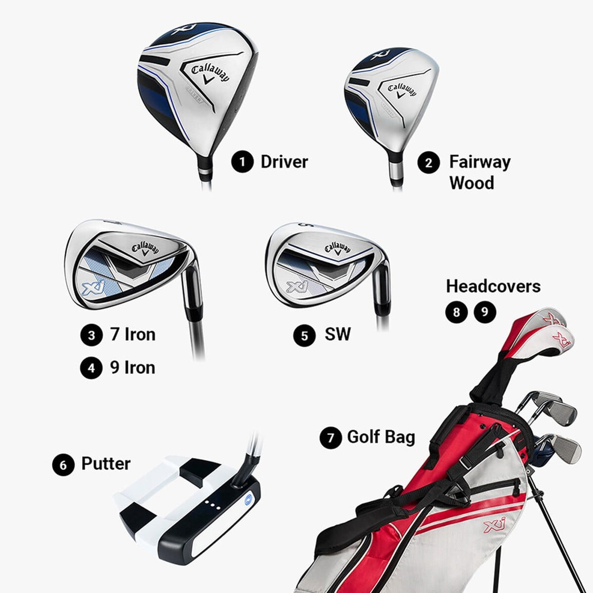 Callaway Junior XJ-2 7-Piece Golf Set w/Stand Bag