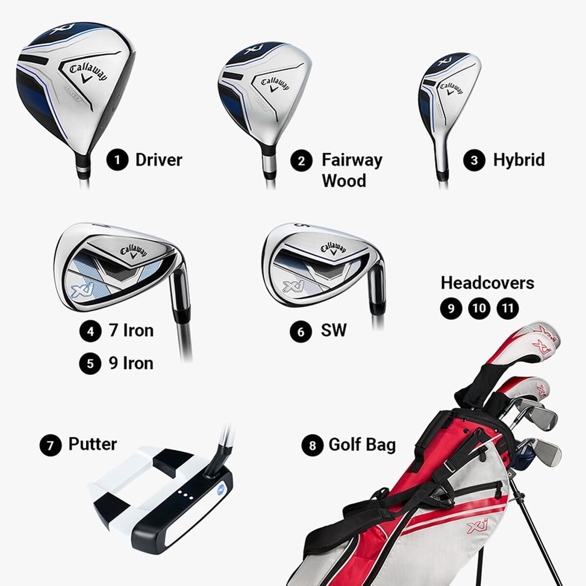 Callaway Junior XJ-3 8-Piece Golf Set w/Stand Bag