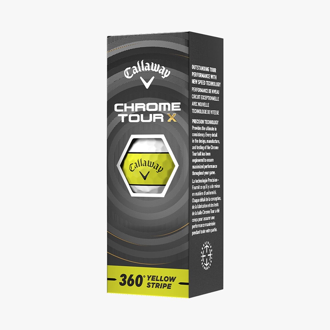 Callaway 2026 Chrome Tour X 360 Yellow Stripe Golf Ball